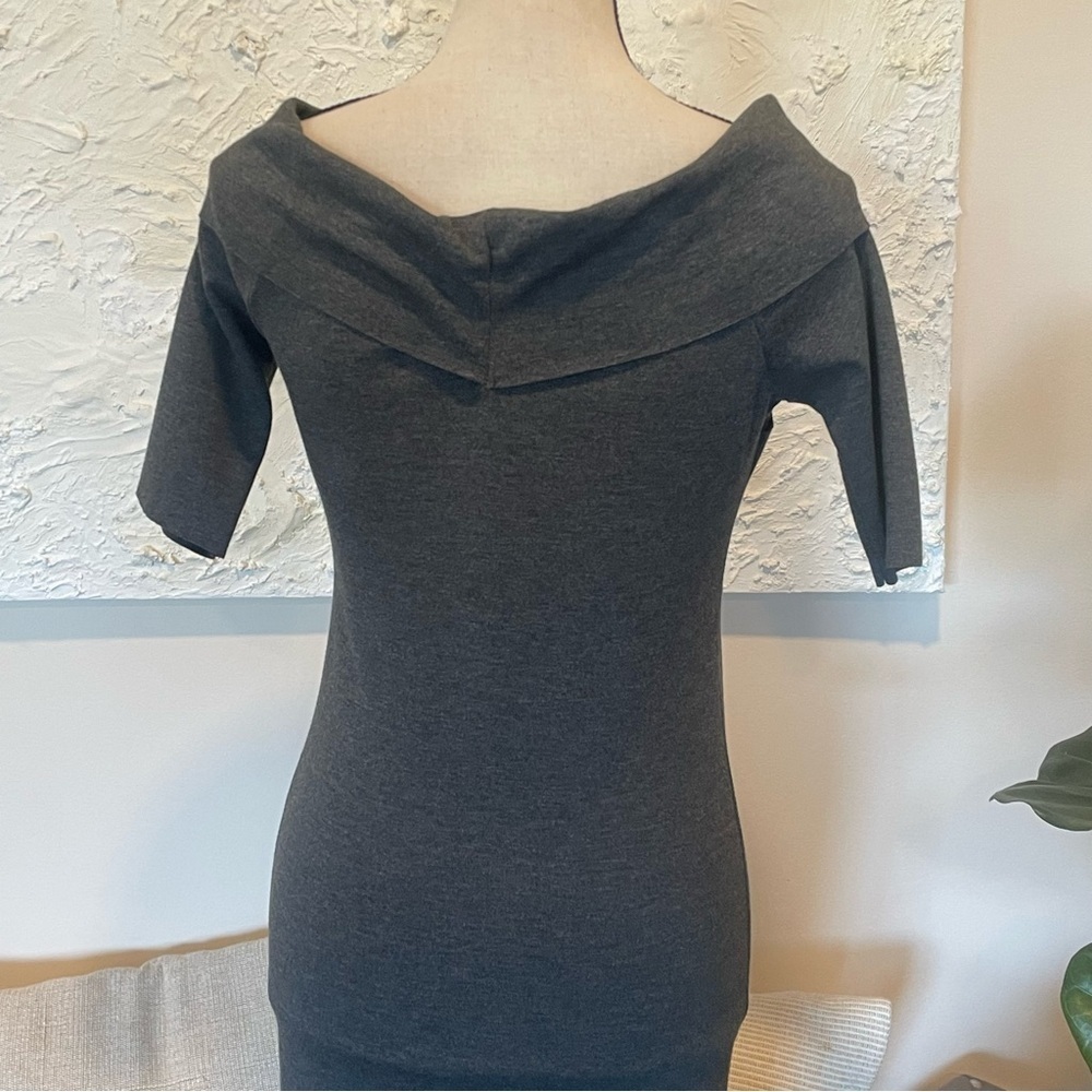 ZARA Women's Off the Shoulder Knee Length Dress Gray Short Sleeve Sz M NWT - Picture 4 of 7